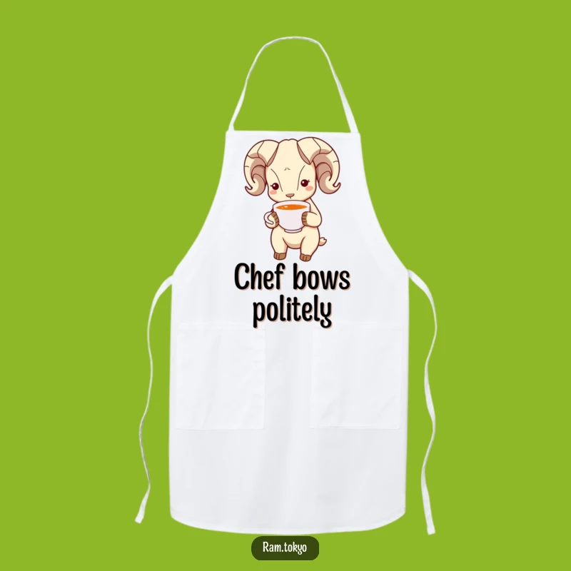 Funny Bowing Ram Apron: Serve with Grace: This Polite Ram is Your Host!