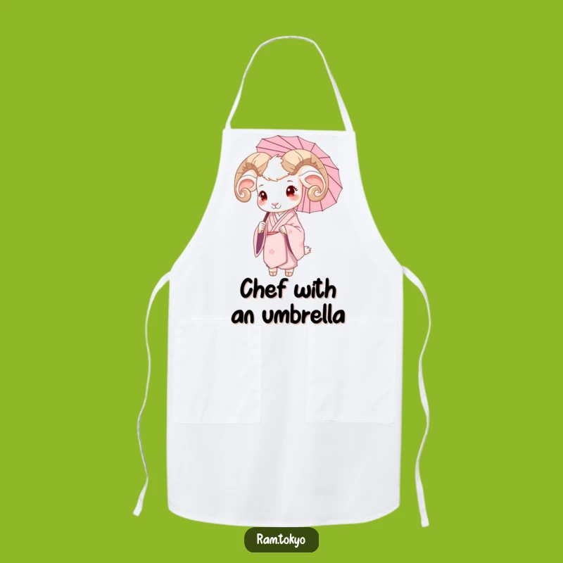 Funny Ram Serene Kimono Apron - Elegant Kitchen Humor Gift