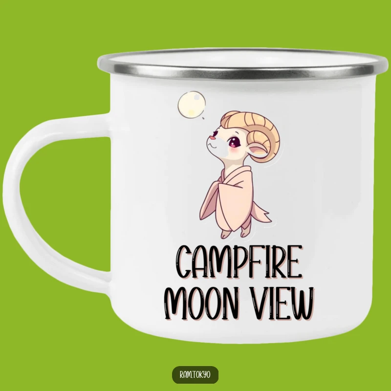 Funny Moon Gazing Ram Camping Mug: Sip the Night's Magic on Your Adventures!