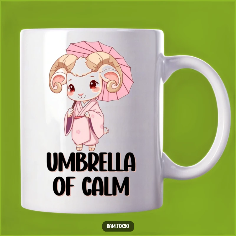 Funny Ram Serene Kimono Umbrella Mug - Peaceful and Elegant Gift
