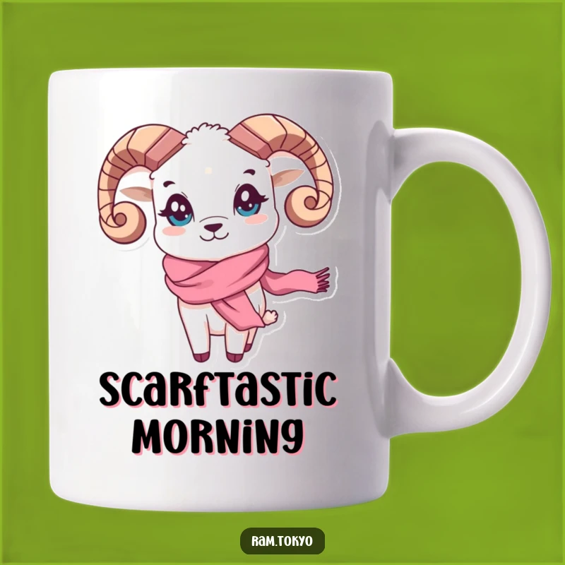 Funny Waving Scarf Ram Mug: Playful Ram with Silk Scarf is a Perfect Funny Gift!