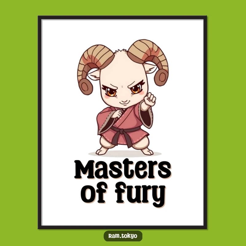 Funny Martial Arts Ram Kimono Digital Print: Instant Humorous Wall Art