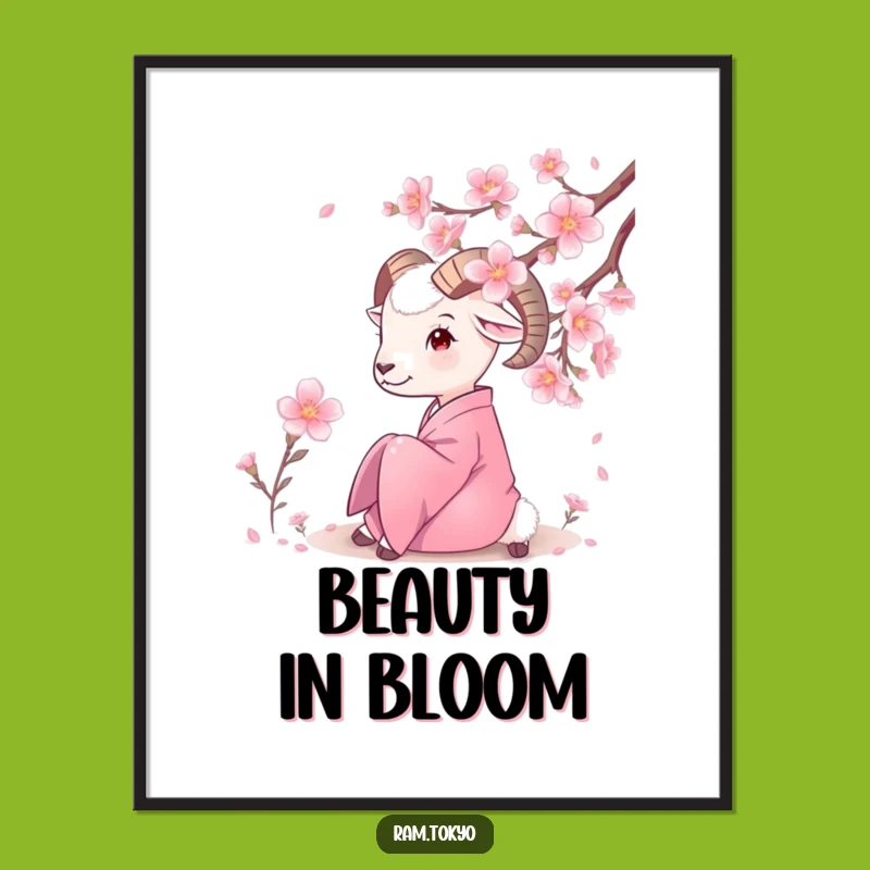 Funny Serene Ram Kimono Digital Print: Instant Peaceful Wall Art