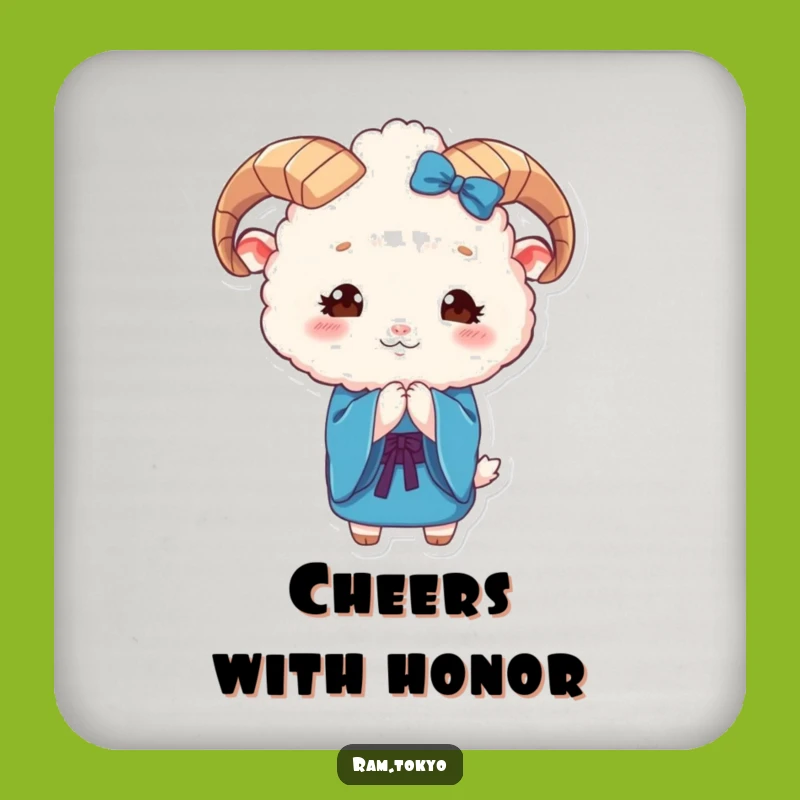 Funny Ram Kimono Coaster: Cute Fluffy Animal Character Decor