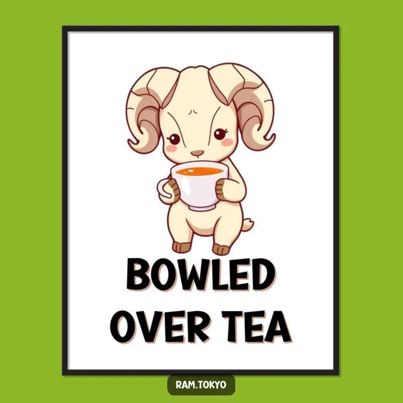 Funny Bowing Ram Poster: Adorn Your Walls with Politeness and Tea!