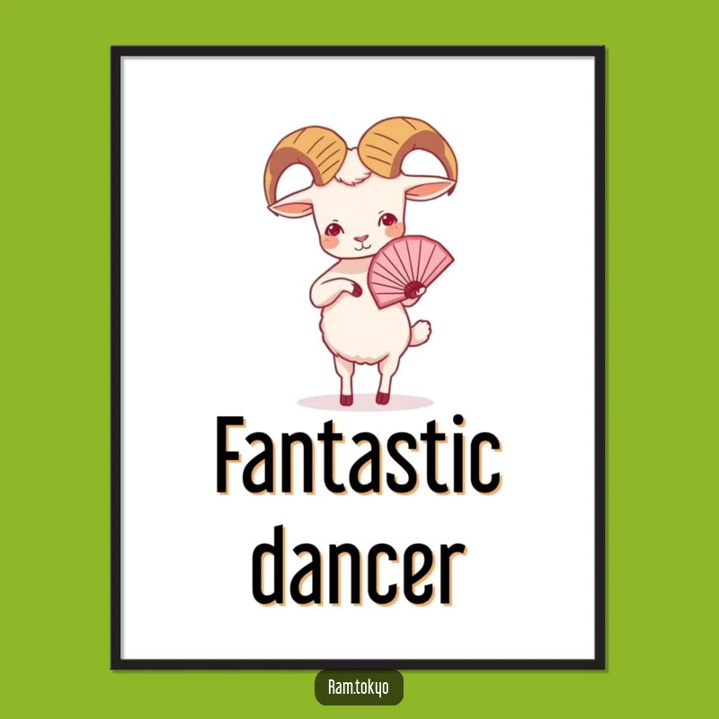 Funny Ram Fan Dance Poster: Adorn Your Walls with this Tiny Dancer's Grace!