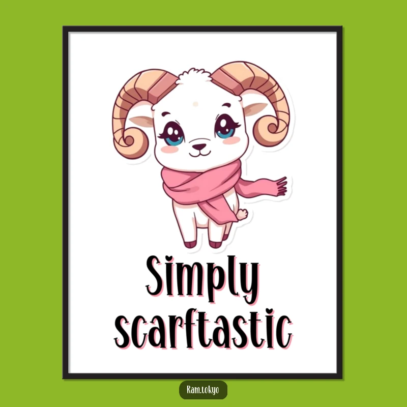 Funny Waving Scarf Ram Poster: Brighten Your Walls with Playful Greetings!