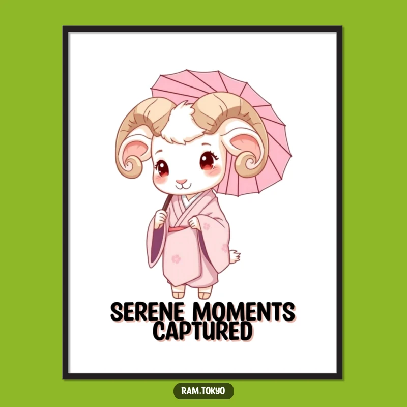 Funny Ram Serene Kimono Art Print - Elegant Calm Wall Decor Gift
