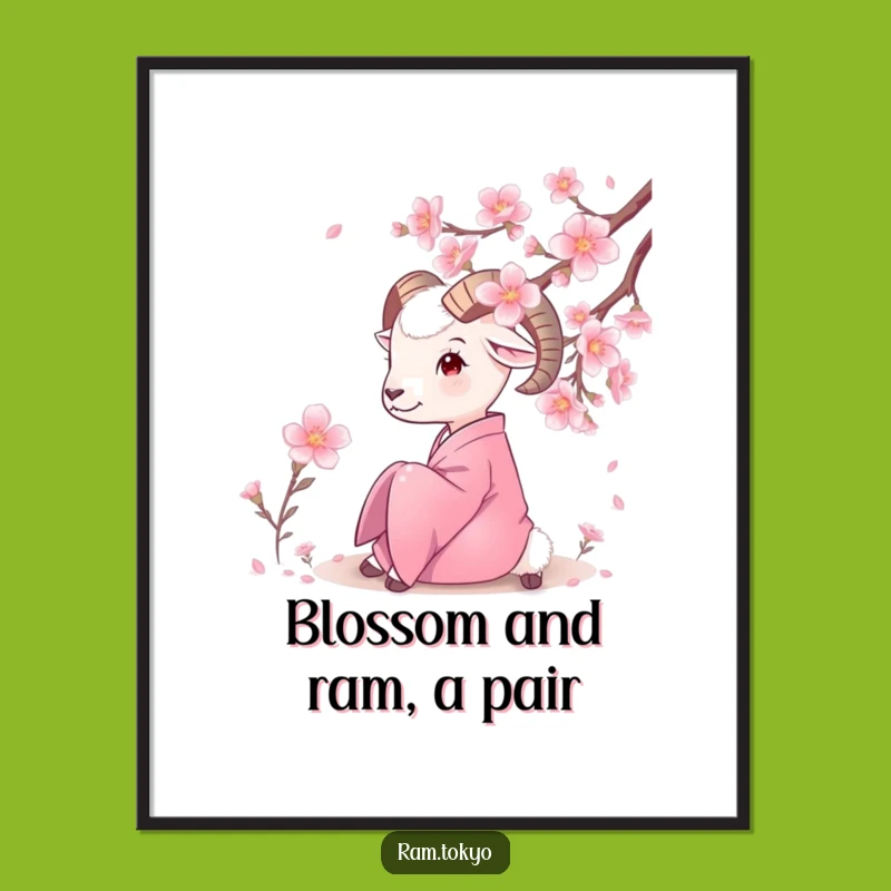 Free Printable Zen Ram Art: Funny Kimono Blossom Downloadable Poster
