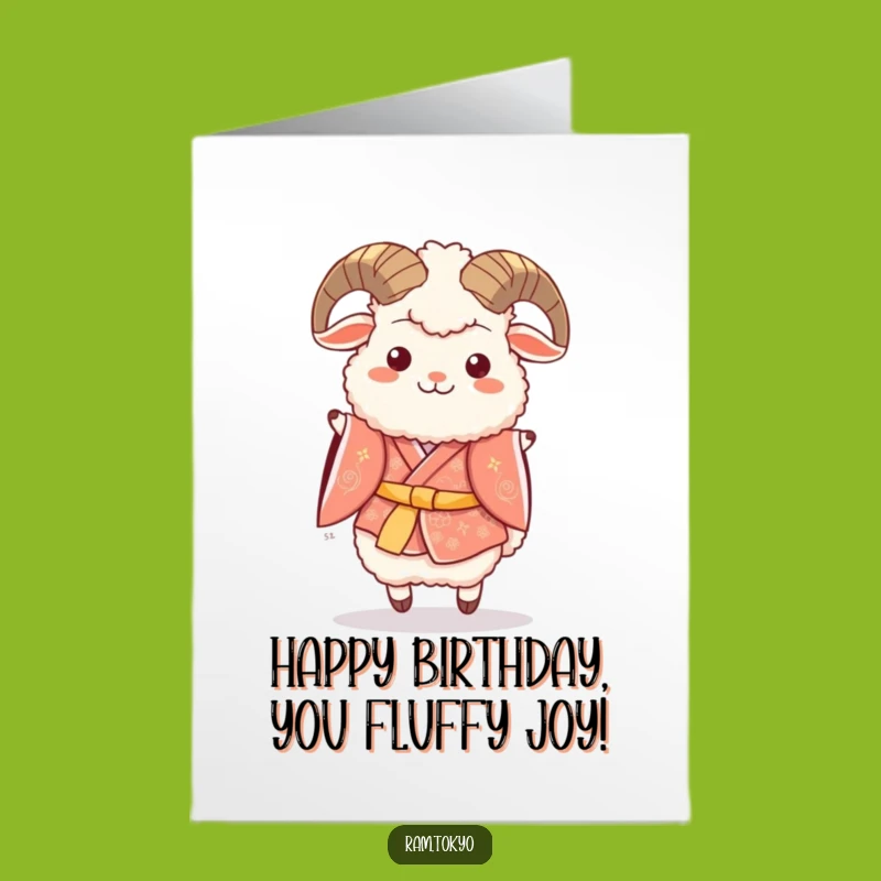 Free Printable Birthday Card: Happy Ram Hop Kimono - Fun Downloadable Gift!