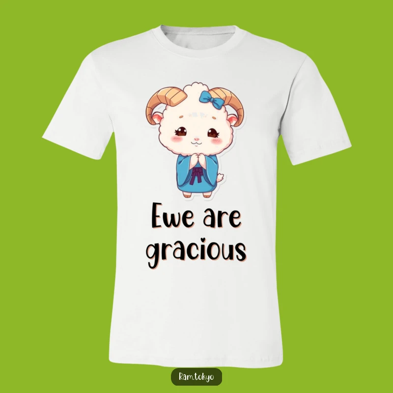 Funny Ram Kimono T-Shirt: Cute Fluffy Animal Bow Tee